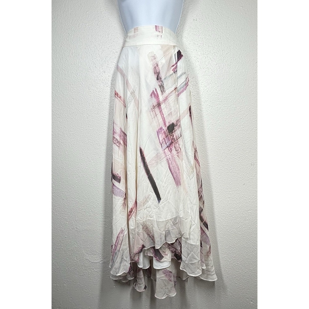 NWT Haute Hippie Layered Asymmetrical Geometric Print Silk Maxi Skirt XS $595